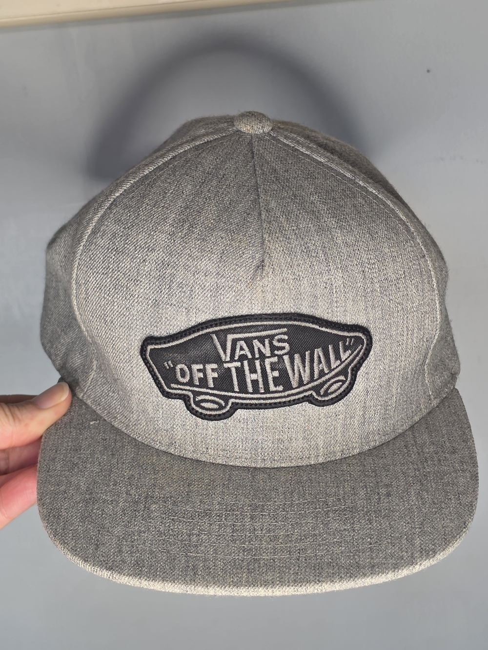 Vans Off The Wall Snapback Hat Heather Grey Wool Blend Skate Cap